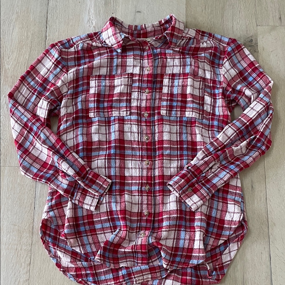 Anthropologie Pilcro Western Coastal Cowgirl Flannel Plaid Button Down